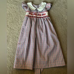 American 🇺🇸 flag Plaid Dress with White Collar